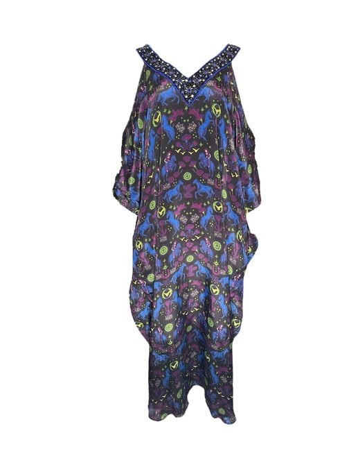 Any Old Iron Blue Hand-Beaded Neckline High Horse Dress