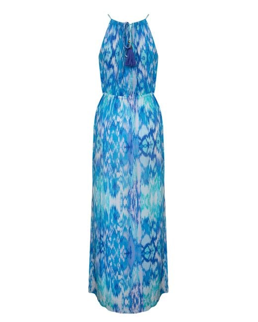 Sophia Alexia Blue Sea Dream Antigua Crinkle Maxi Dress