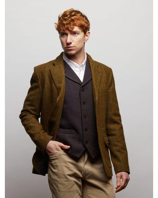 Guards London Black Sherwood Tweed Wool Waistcoat for men