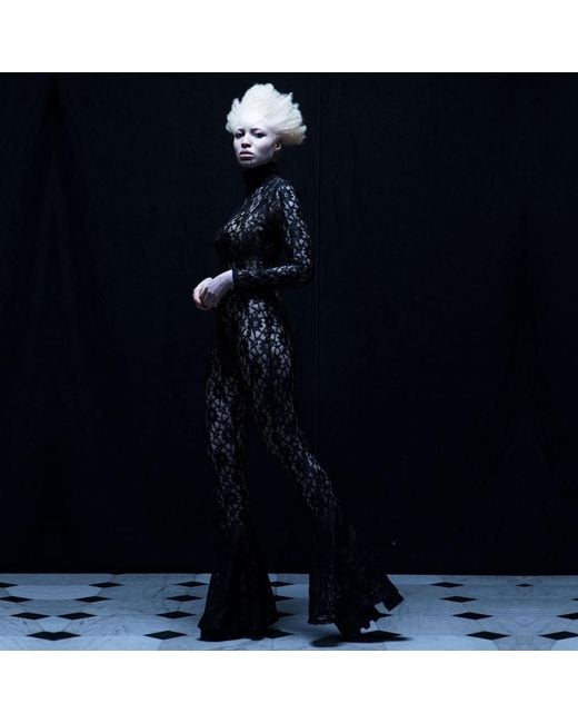 Sarah Regensburger Black Wicked Lace Catsuit Flared