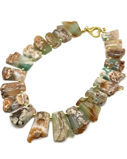 Achala Handcrafted Metallic Neutrals Earthstone Statement Necklace