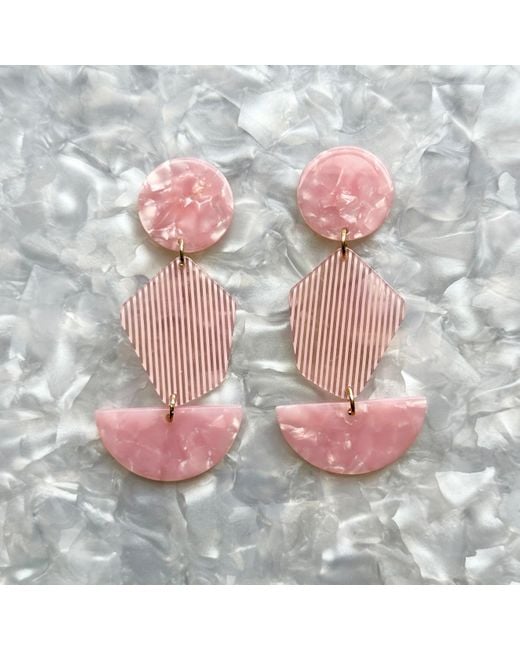 CLOSET REHAB Pink Pendulum Drop Earrings
