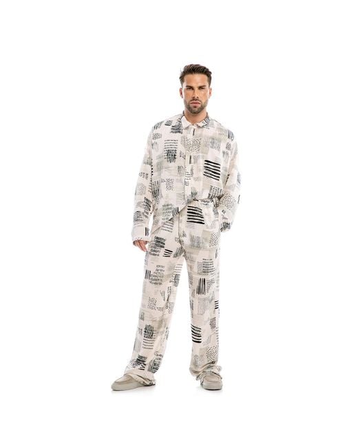 Maison Bogomil Gray Wide Leg Pants With Graphic Print for men