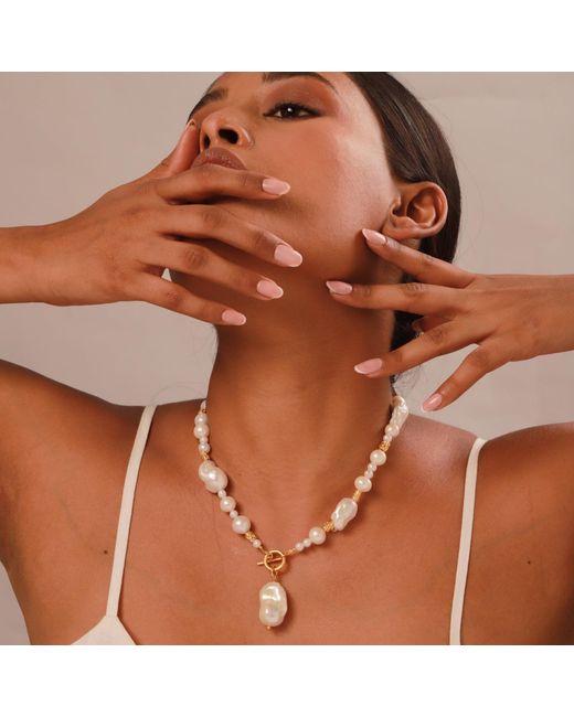GEM BAZAAR Metallic Baroque Pearl Pendant