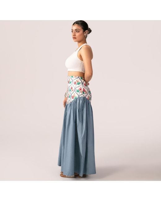Collected Xx Blue Patchwork Skirt
