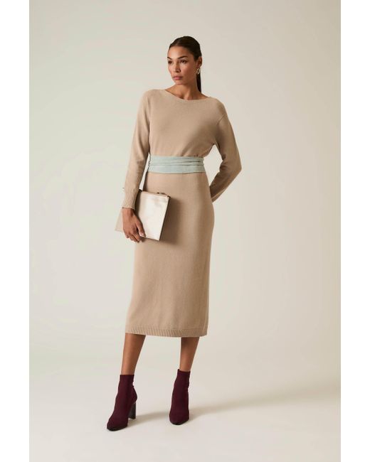 James Lakeland Natural Neutrals Taupe Knitted Midi Dress