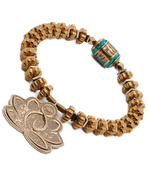 Ebru Jewelry Metallic Flower Of Life Hematite Beaded Bracelet