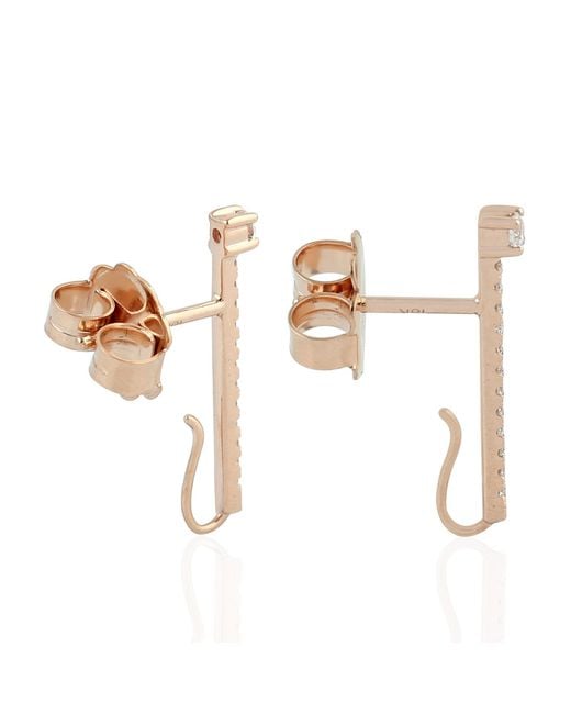 Artisan White Rose Diamond Bar Drop Earrings