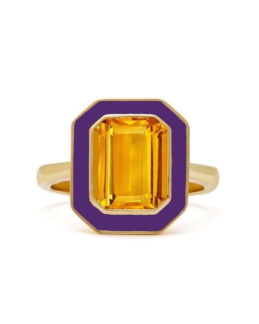 Augustine Jewels Black Citrine And Enamel Cocktail Ring