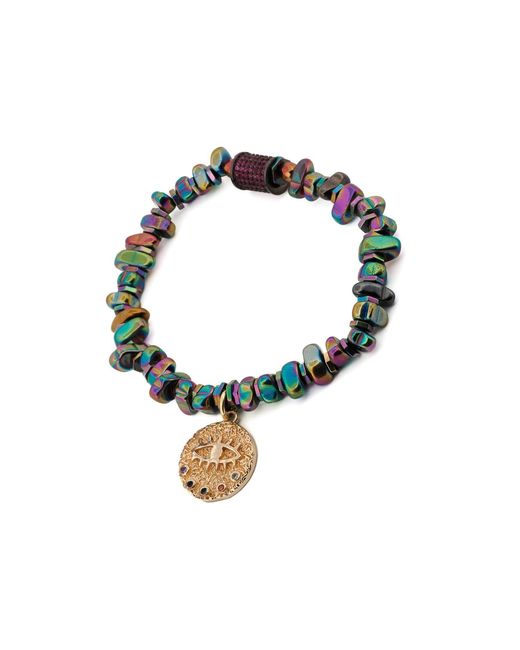 Ebru Jewelry Multicolor Hematite Stone Protective Evil Eye Lucky Elephant Bracelet Set