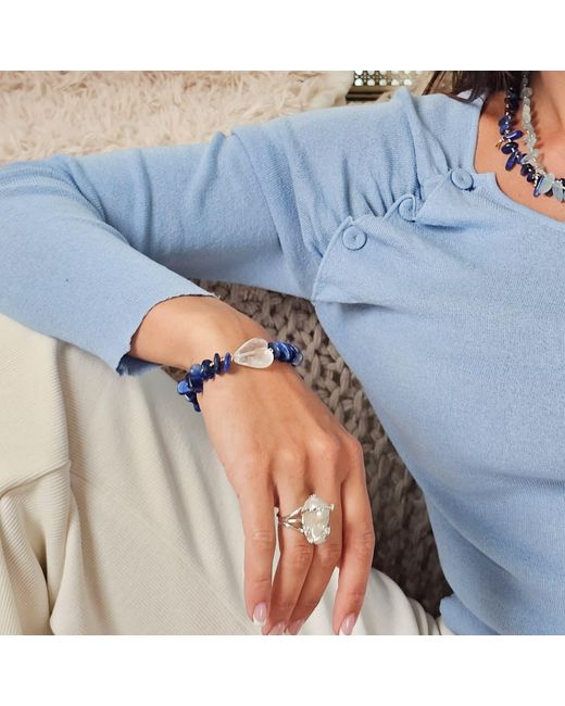 Farra Blue Kyanite With Heart Quartz Bracelet