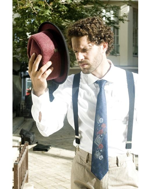 Dasmarca Hats Red Jackson Burgundy Wool Felt Two Tone Porkpie Hat for men