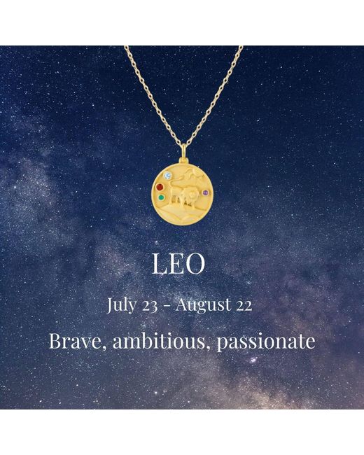 Azura Jewelry New York Metallic Leo Zodiac Mantra Necklace Vermeil