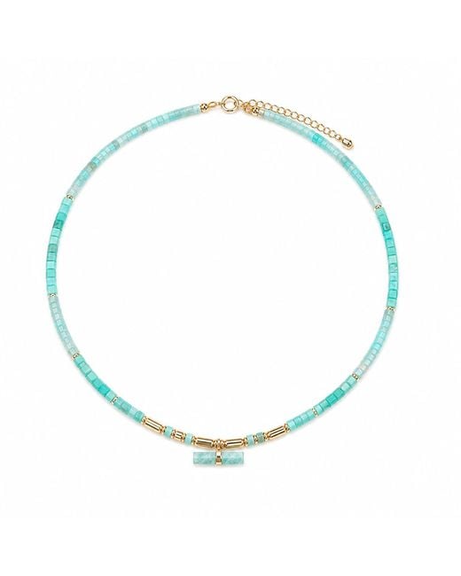 Ormiro Metallic Hebe Amazonite T-Bar Necklace