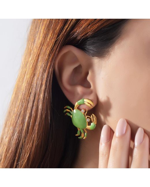 Milou Jewelry Green Light Crab Earrings