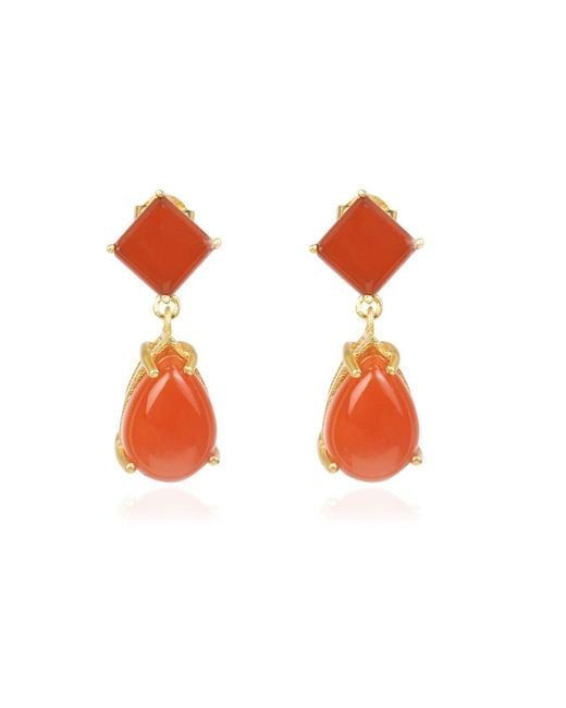 Lila Rasa Orange Scarlet Flame Carnelian Stone Earrings