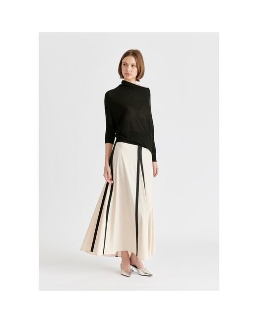 Paisie Natural Contrast Trim Maxi Skirt