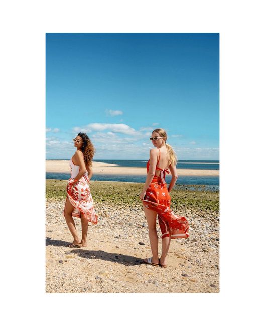 Jessie Zhao New York Red Beach Sarong Wrap Tides