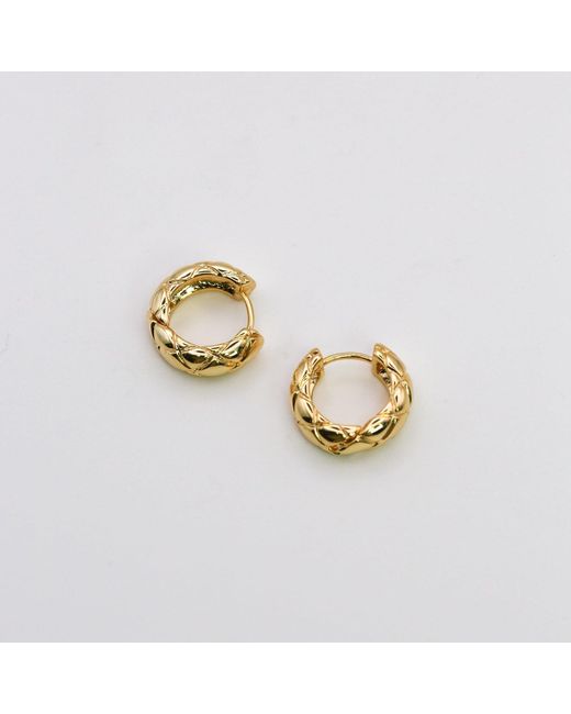 Miss Cecilia Metallic Quilted Huggie Hoop Earrings