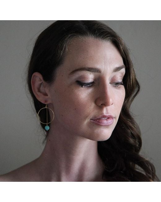 Heather Hawkins Jewelry Metallic Coin Gemstone Hoop Threader Earrings