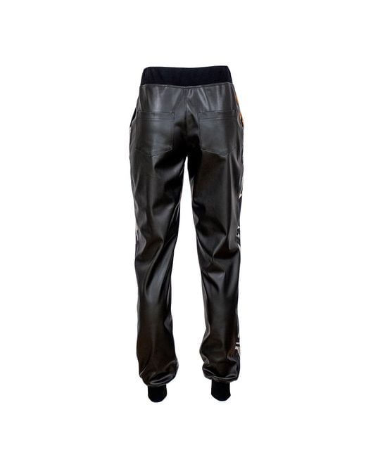 Lalipop Design Track Pants With Abstract Print Front & Black Vegan Leather