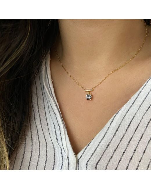 KAMARIA Metallic Birthstone Solitaire & Crystal Bar Necklace