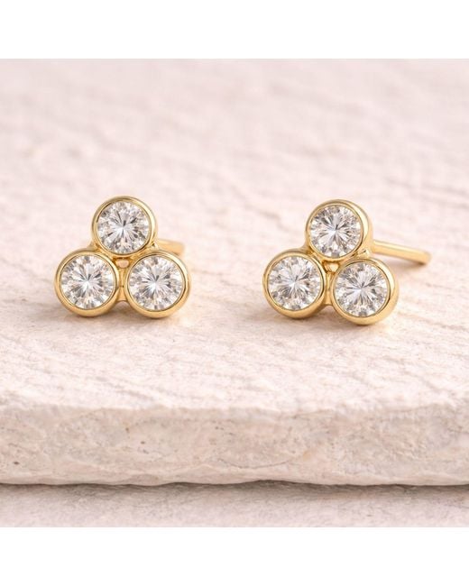 Lily Flo Jewellery Metallic Trio Diamond Studs