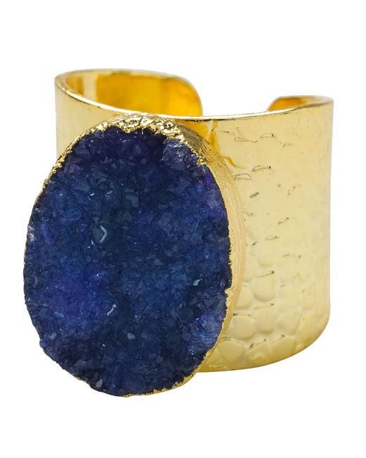 YAA YAA LONDON Blue Crystal Crush Statement Ring