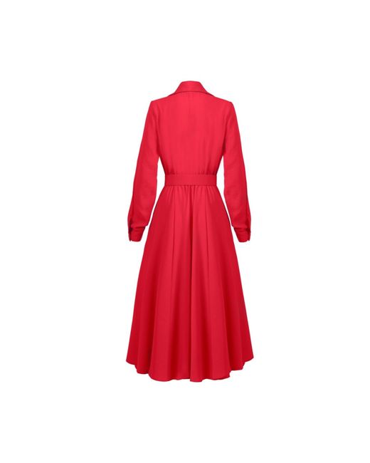 ALINA CERNĂTESCU Red Patty Sustainable Viscose Midi Dress With Pockets And Textile Belt