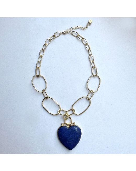 Rare Matters Jewelry Blue Luxe Lapis Lazuli Heart Pendant Necklace
