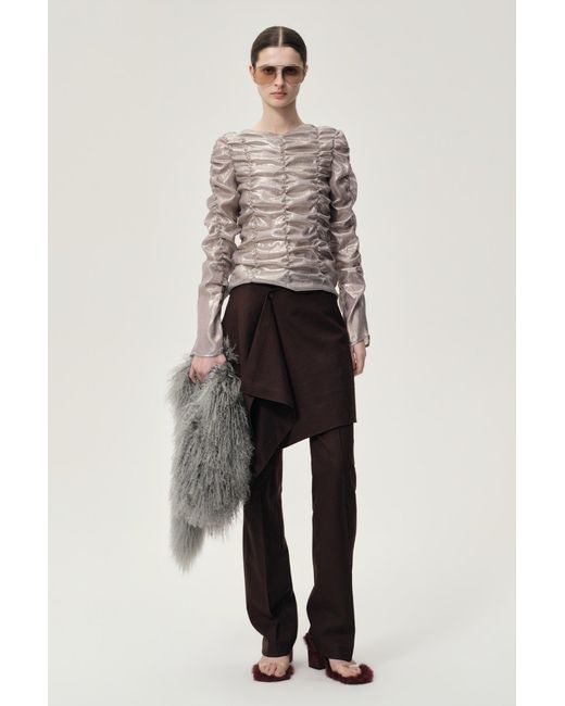 FRONT ROW SHOP Purple Layered Skirt Trousers Rum