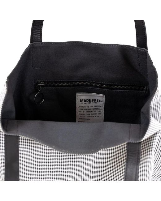 Made Free Gray Day Tote Houndstooth