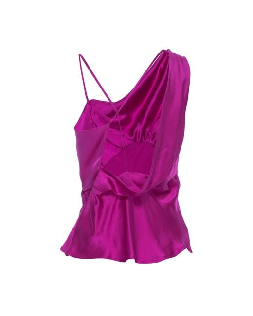 LAHIVE Pink Thalia Magenta Silk Camisole