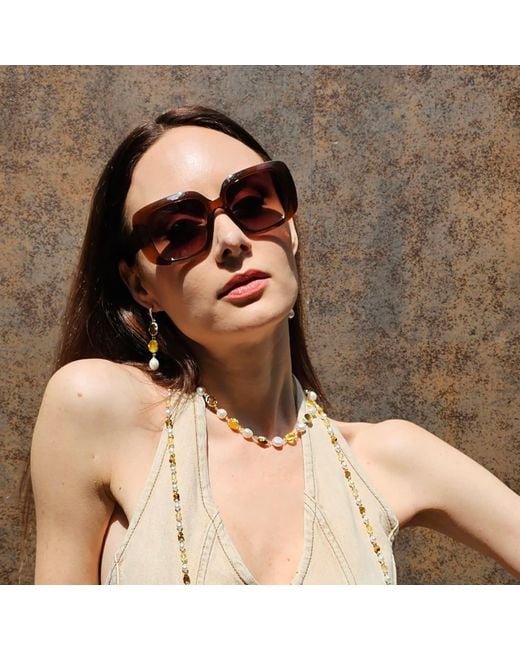 Farra Metallic Tiger Eye And Quartz Dangle Earrings