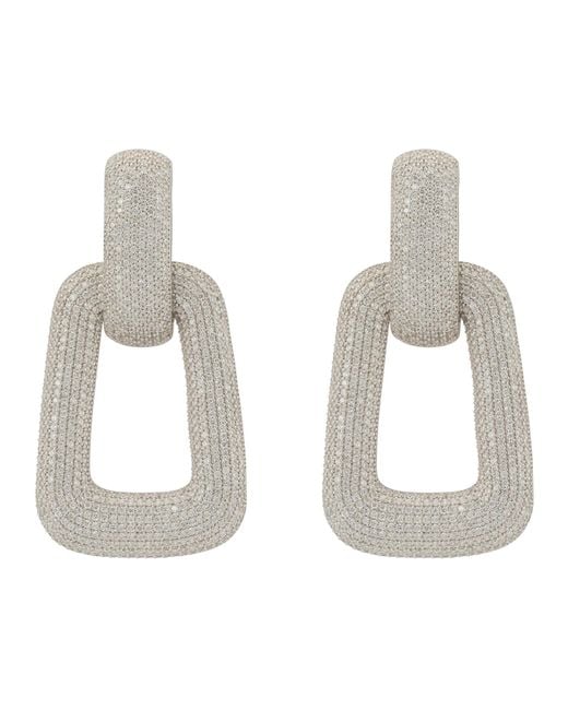 Latelita London Geo Trapezoid Link Drop Earrings Silver White Cz