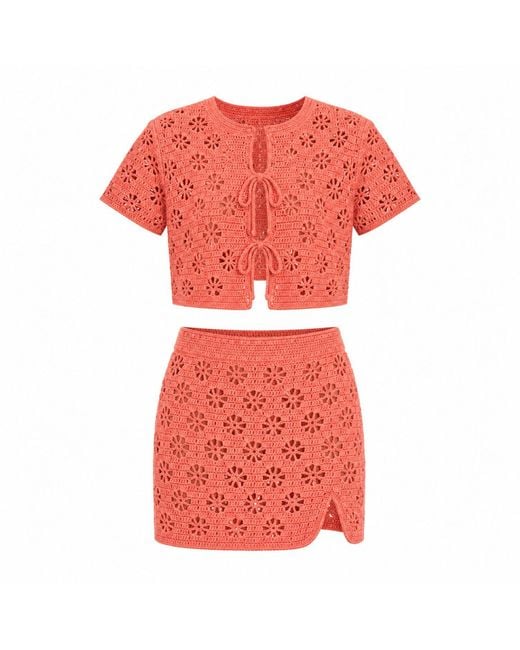 Muche Et Muchette Pink Shara Crop Top & Mini Skirt Set