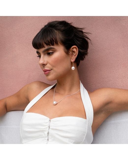 Dower & Hall White Long Luna Pearl Earrings