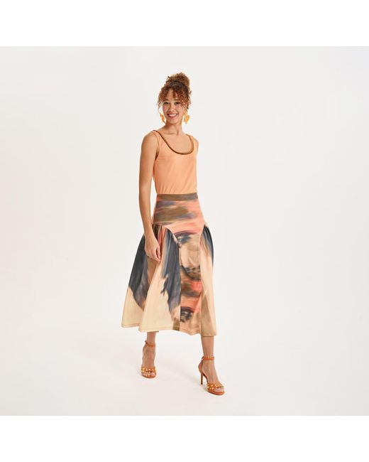Lalipop Design Pink Flow Panel Midi Skirt