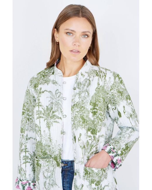 Yumi' Green Reversible Cotton Quilted Jacket