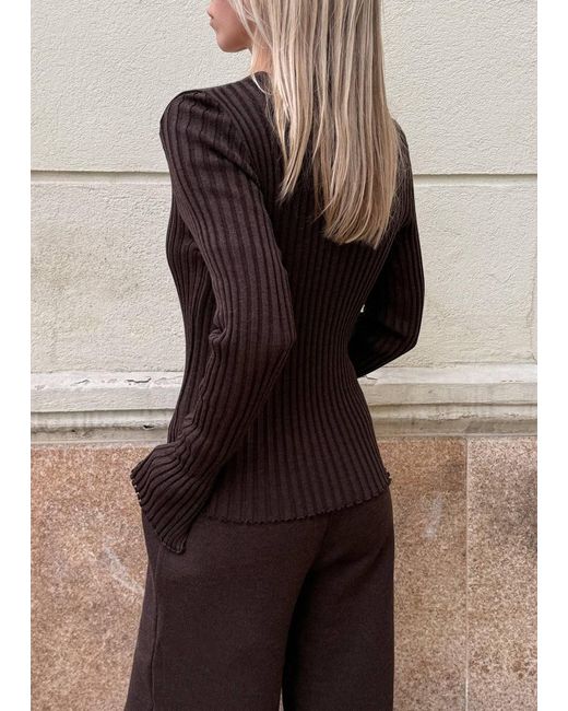 SALANIDA Brown Brera Merino Long-Sleeve Top Chocolate