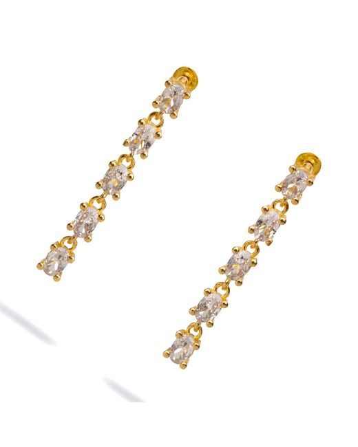 Ebru Jewelry Metallic Elegant Drop Down Diamonds Earrings
