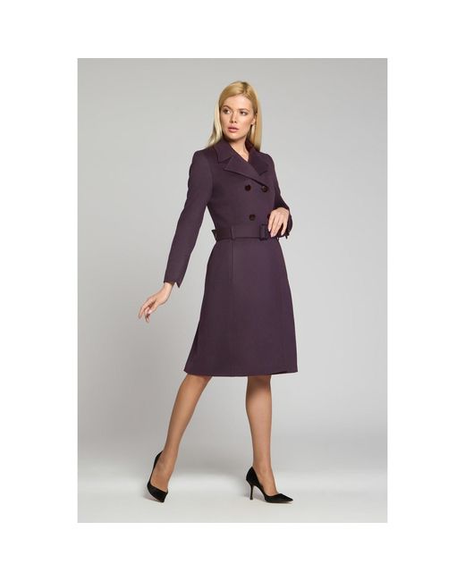 Rumour London Purple Isabella Wool And Cashmere Blend Coat With Double-Breasted Silhouette And Pleated Back
