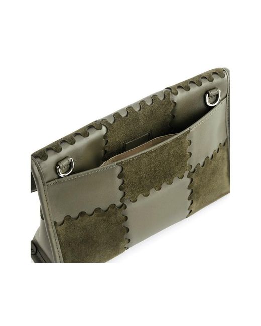 Orange Cube Green Square Stitch Messenger Bag