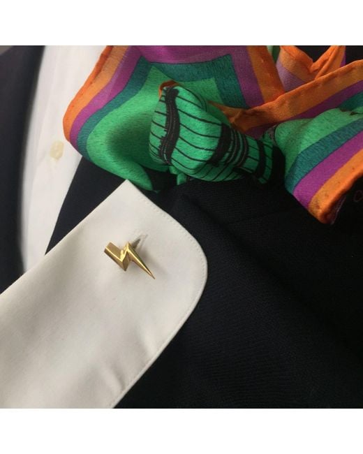 Edge Only Metallic 3D Flat Top Lightning Bolt Cufflink 18Ct Vermeil for men