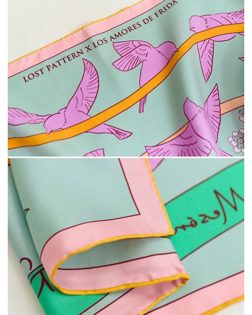 Lost Pattern Multicolor Frida X Lost Pattern House Of Frida Silk Bandana Scarf