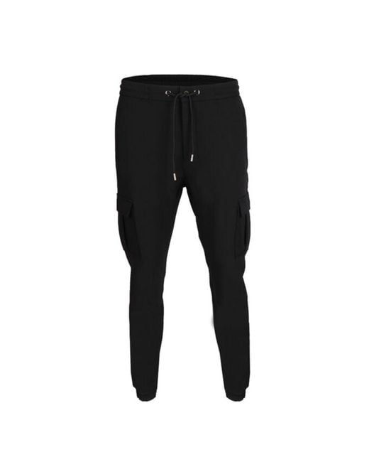 DAVID WEJ Black Ashford Drawstring Trousers With Cargo Pockets – for men