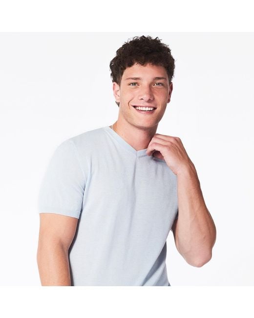 George Patrick Blue Ice High V-Neck Cashmere Sweater for men