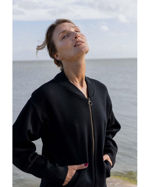 SALANIDA Blue Onda 100% Merino Bomber Jacket