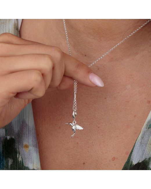 Lily Charmed Metallic Sterling Hummingbird Charm Necklace