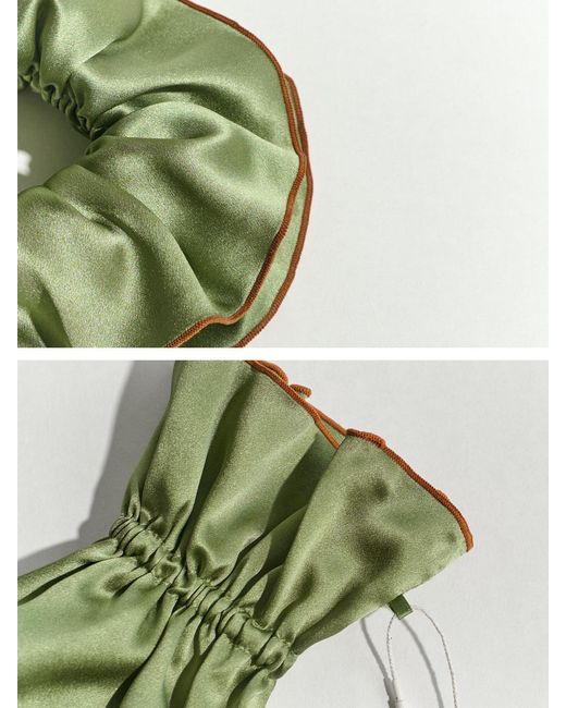 Lost Pattern Green Maxi Flower Double-Layer Oversized Silk Scrunchie